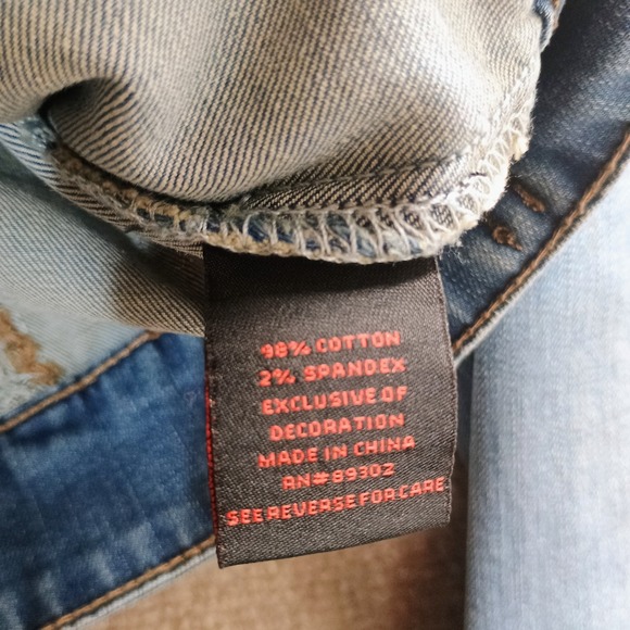 EARL Jean Denim Light Medium Wash Blue Jacket Button-Up Women's MEDIUM Distress - Picture 7 of 7